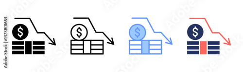 Deficit icon sheet multiple style collection