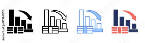 Recession icon sheet multiple style collection