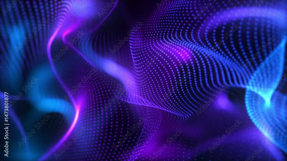 Flowing Data Network Plexus - Abstract Blue Purple Particle Waves Loop 4K