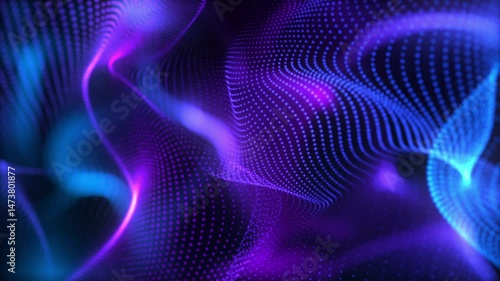 Flowing Data Network Plexus - Abstract Blue Purple Particle Waves Loop 4K
