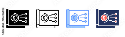 Blockchain icon sheet multiple style collection