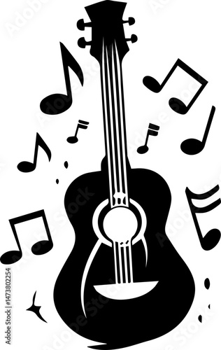 Black and white music store logo vector illustration