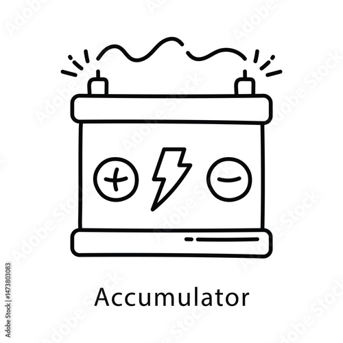 Accumulator Vector Outline Style Icon. Eps 10 File