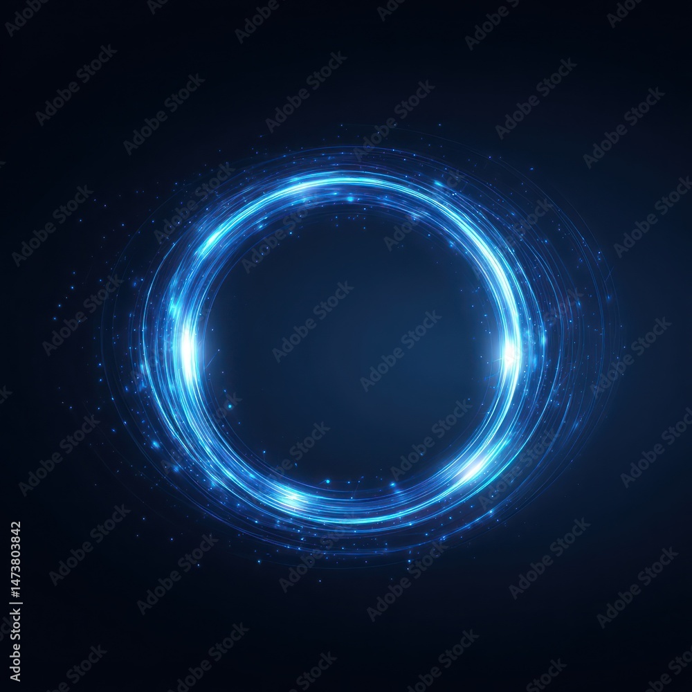 Fototapeta premium Glowing blue ring frame background, symbolizing future technology and digital innovations.