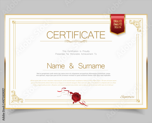 Certificate template diploma vintage border award background, Winner achievement certificate or diploma design