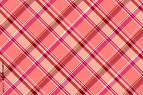 Ornament background plaid seamless, celtic textile vector fabric. Contemporary tartan texture pattern check in red and pale violet red colors.