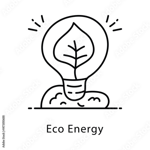 Eco Energy Vector Outline Style Icon. Eps 10 File