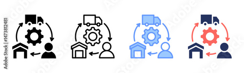 Supply Chain Optimization icon sheet multiple style collection