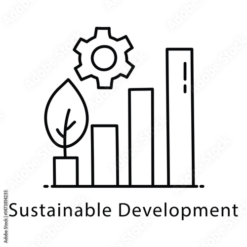 Sustainable Development Vector Outline style icon. Eps 10 file