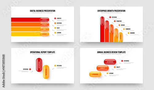 Project Campaign 4 5 2 3 Option Infographic Slide Layout Collection. Visual Briefing Four Five Two Three Step Diagram Slideshow Template Vector Illustration Bundle.