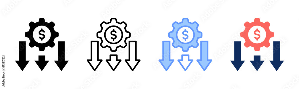 Obraz premium Depreciation icon sheet multiple style collection