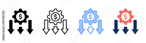 Depreciation icon sheet multiple style collection