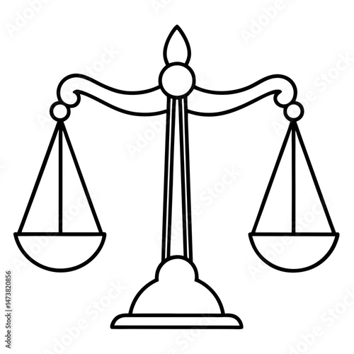 Ancient Scale Outline for History-Themed Coloring Book Page Featuring Vintage Weighing and Balance Elements