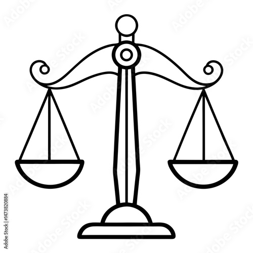 Ancient Scale Outline for History-Themed Coloring Book Page Featuring Vintage Weighing and Balance Elements