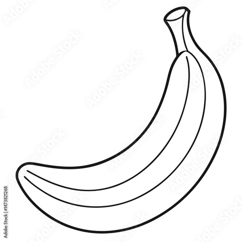 Banana Outline for Fruit-Themed Coloring Book Page Featuring Tropical Produce and Healthy Snack Elements