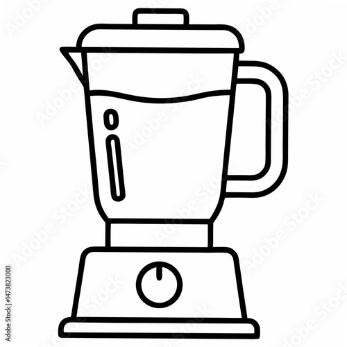 Blender Outline for Kitchen Appliance Coloring Book Page Featuring Mixing and Food Preparation Elements