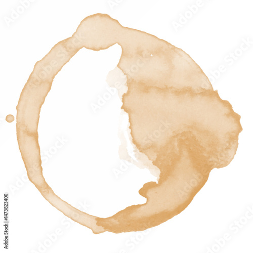 Coffee Stain on paper. Coffee or tea stains and traces - modern isolated clip art on white background. Splashes of cups, mugs and drops. Use this high quality set for your menu, bar, Cafe