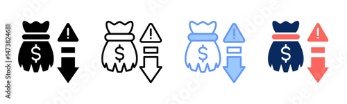 Money Crisis icon sheet multiple style collection