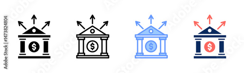 Monetarism icon sheet multiple style collection