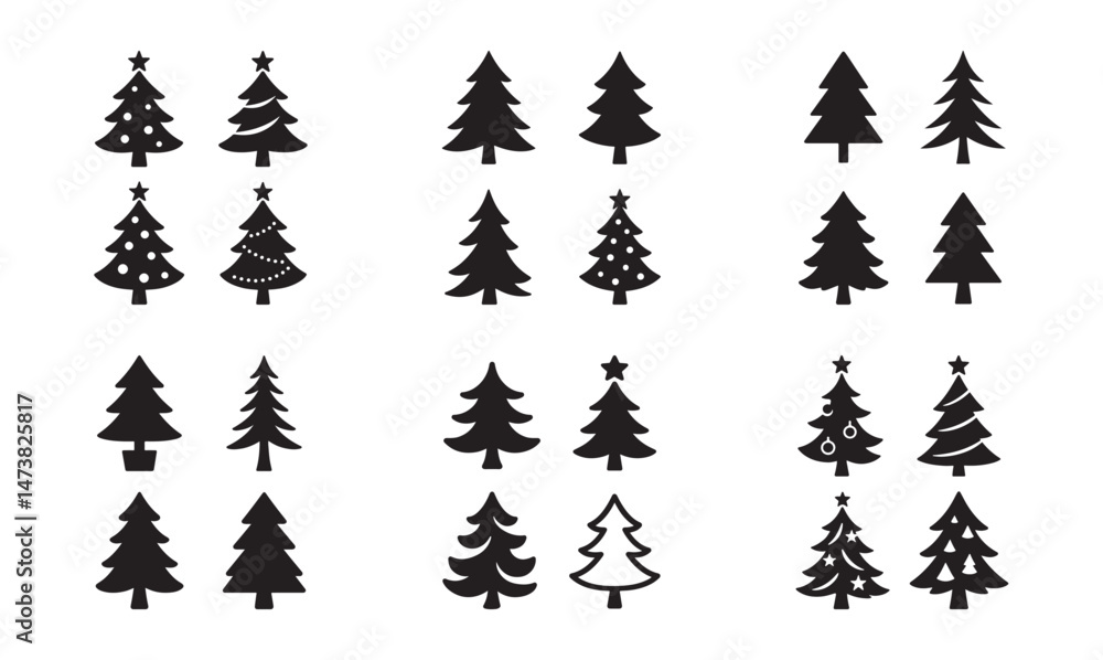 Obraz premium Christmas Tree Silhouette Vector Collection