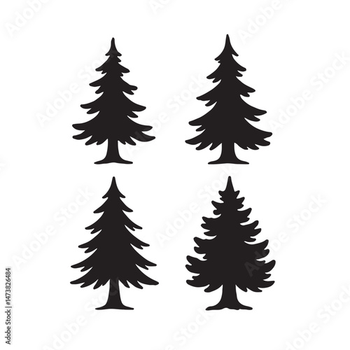 Artistic Canadian Pine Tree Silhouette Vector Collection