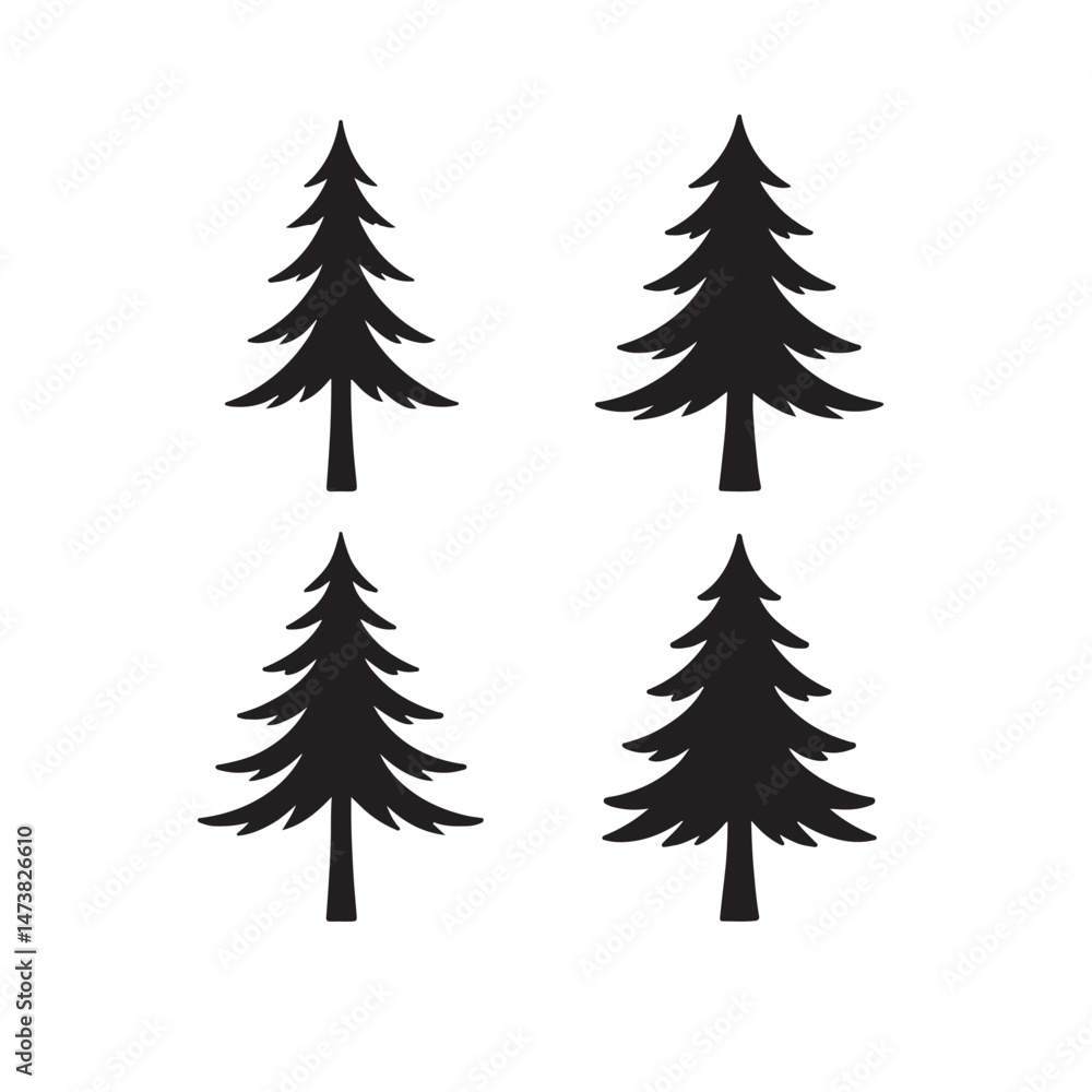 Obraz premium Canadian Pine Tree Silhouette Vector Art Bundle