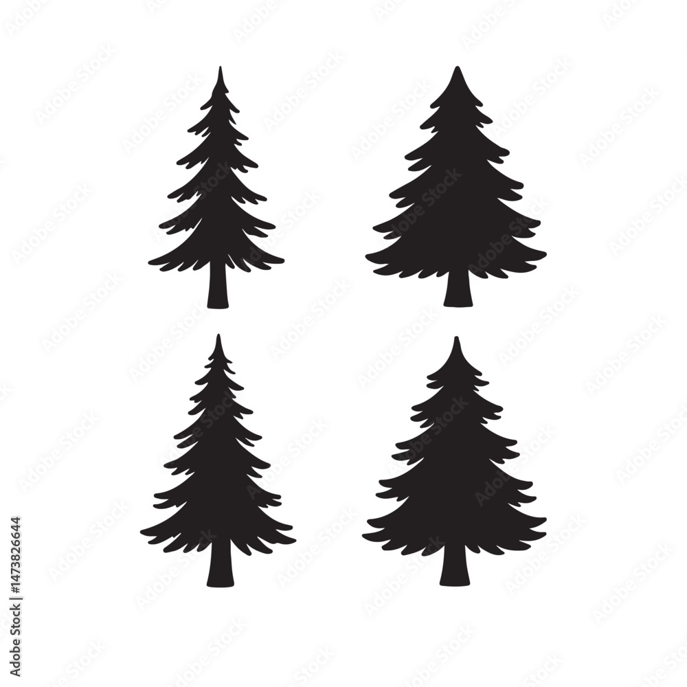Obraz premium Simple Canadian Pine Tree Silhouette Vector Pack