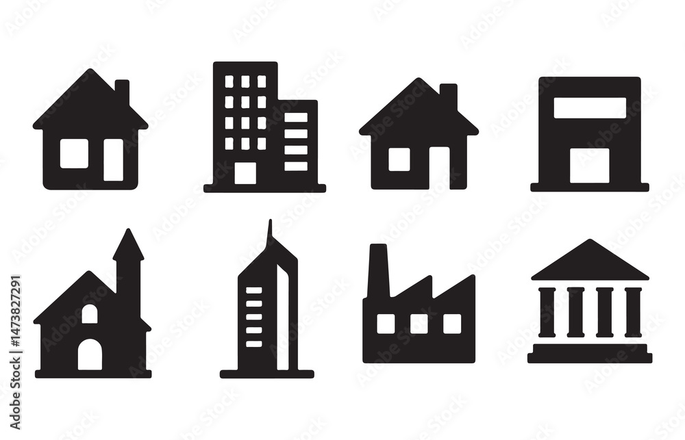 Silhouette Vector of Building Silhouette Vector of Building