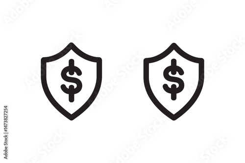 Dollar shield line art vector