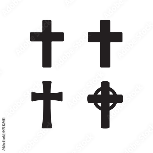 Silhouette Vector of Christian Cross Icon Series