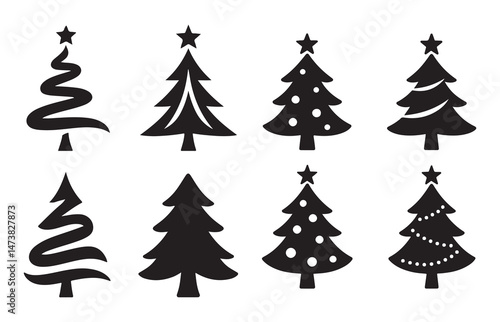 Silhouette Vector of Christmas Trees Design