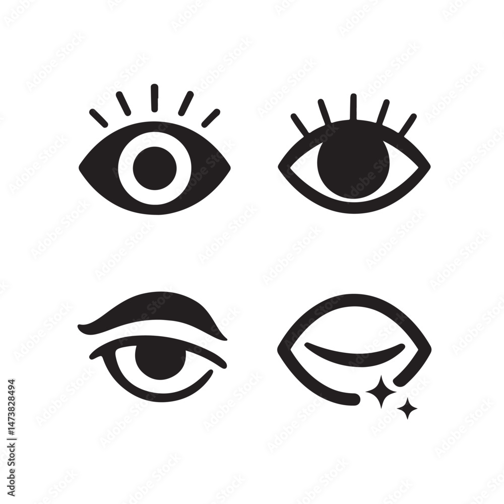 Silhouette Vector of Four Creative Eye Symbols Silhouette Vector of Four Creative Eye Symbols