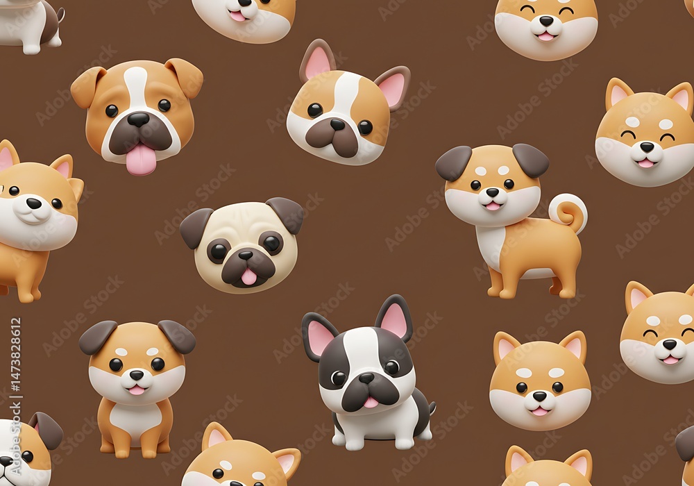 Obraz premium Chocolate Dreams: Canine Carousel AI Generated