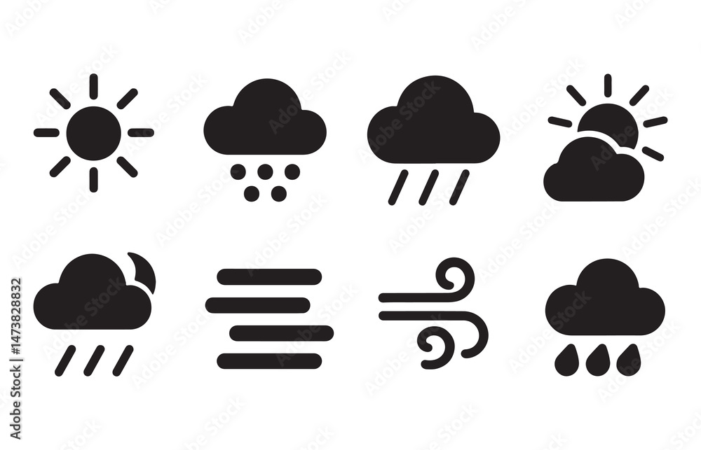 Silhouette Vector of Weather Bundle Icon Silhouette Vector of Weather Bundle Icon