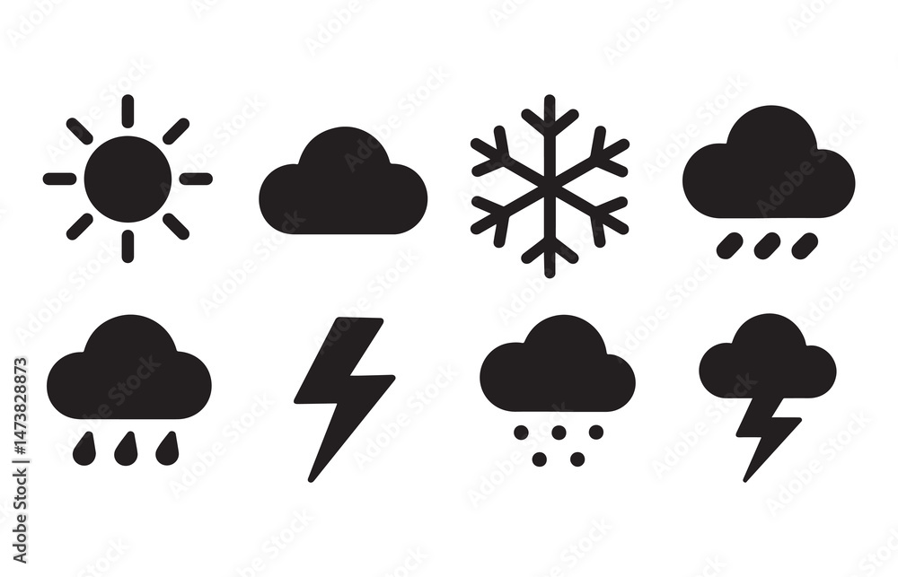 Silhouette Vector of Weather Symbol Set Silhouette Vector of Weather Symbol Set