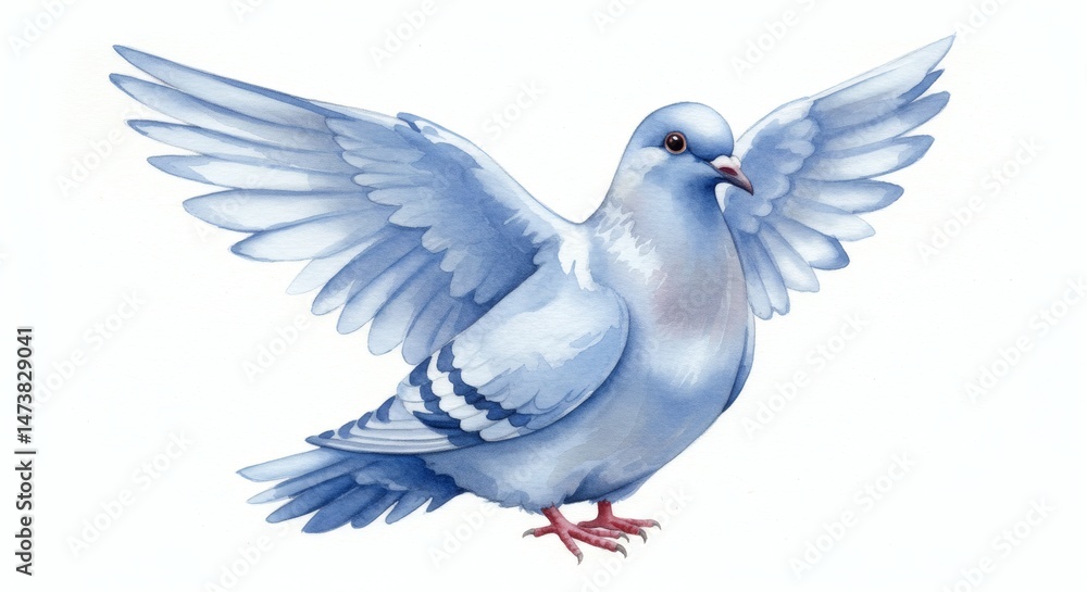 Fototapeta premium Pigeon spreading blue feathered wings