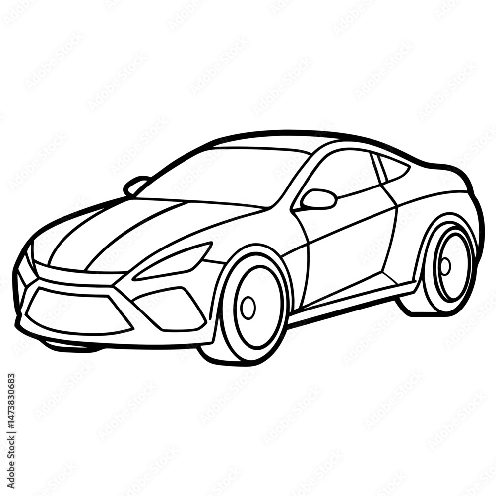 Fototapeta premium High-Speed Car Outline Illustration for Racing and Automotive-Themed Coloring Book Pages