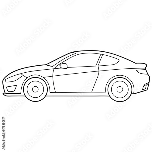 High-Speed Car Outline Illustration for Racing and Automotive-Themed Coloring Book Pages