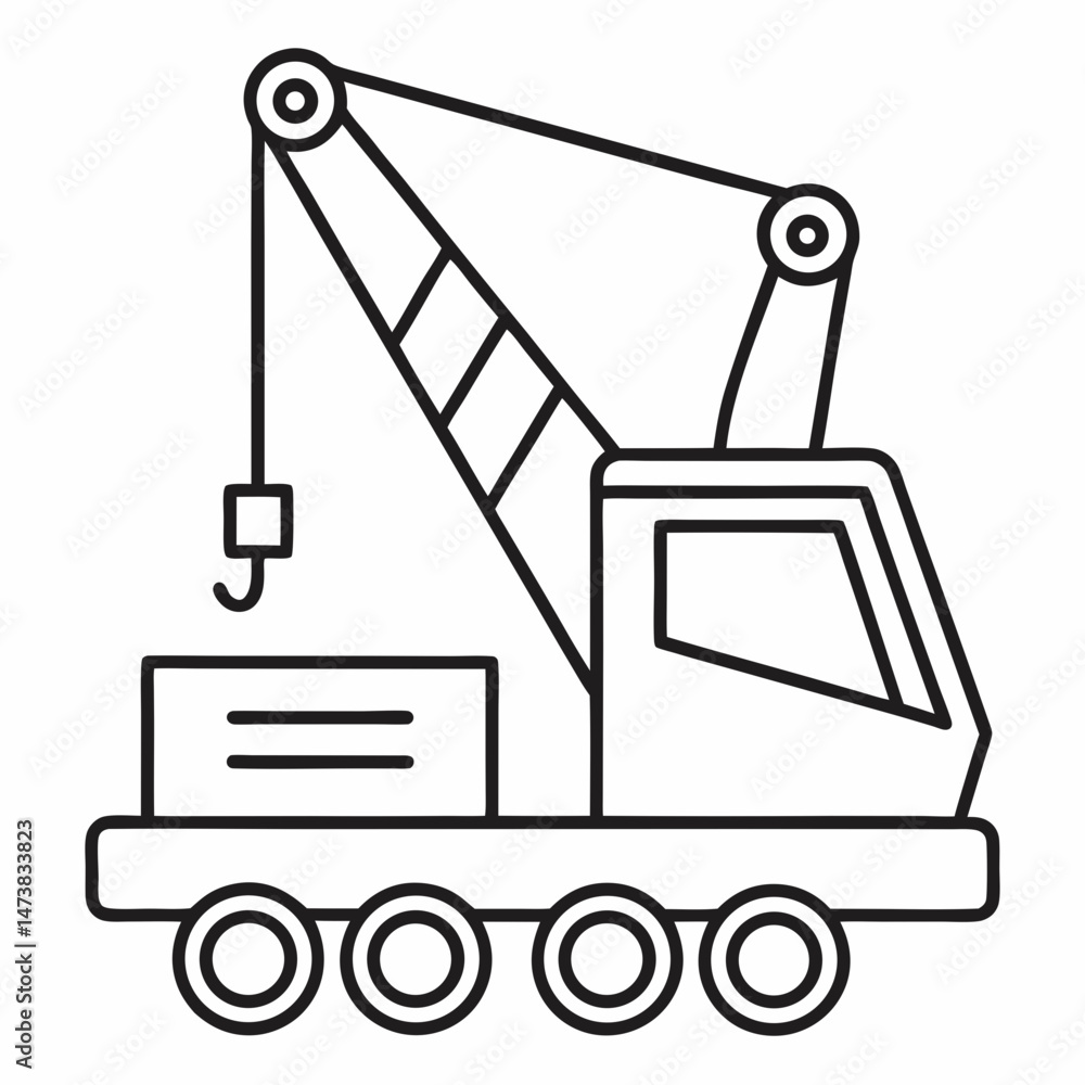 Mobile Crane Machine Outline Illustration for Construction and Heavy Equipment Coloring Book Pages Mobile Crane Machine Outline Illustration for Construction and Heavy Equipment Coloring Book Pages