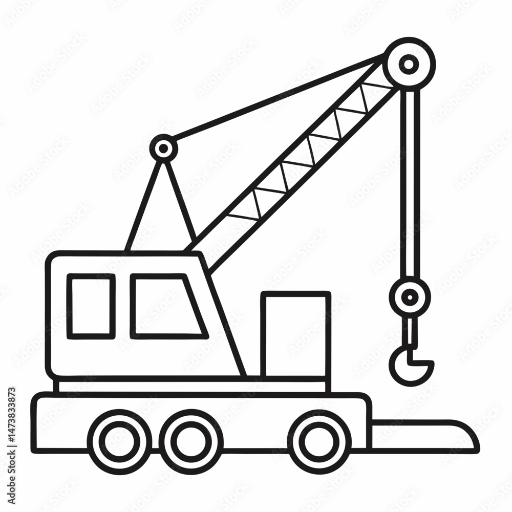 Mobile Crane Machine Outline Illustration for Construction and Heavy Equipment Coloring Book Pages Mobile Crane Machine Outline Illustration for Construction and Heavy Equipment Coloring Book Pages