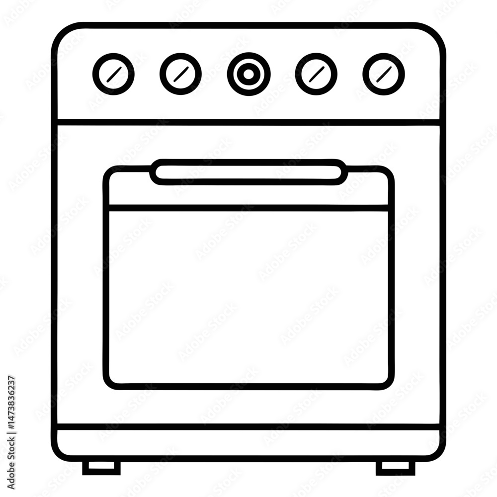 Oven Outline Illustration for Kitchen Appliance and Cooking-Themed Coloring Book Pages Oven Outline Illustration for Kitchen Appliance and Cooking-Themed Coloring Book Pages