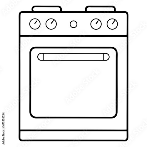Oven Outline Illustration for Kitchen Appliance and Cooking-Themed Coloring Book Pages