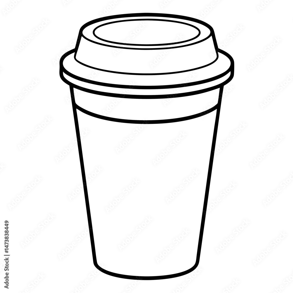 Reusable Cup Outline Illustration for Eco-Friendly and Beverage-Themed Coloring Book Pages Reusable Cup Outline Illustration for Eco-Friendly and Beverage-Themed Coloring Book Pages