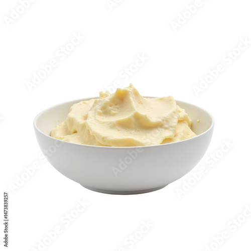 Creamy mashed potatoes in a white bowl.