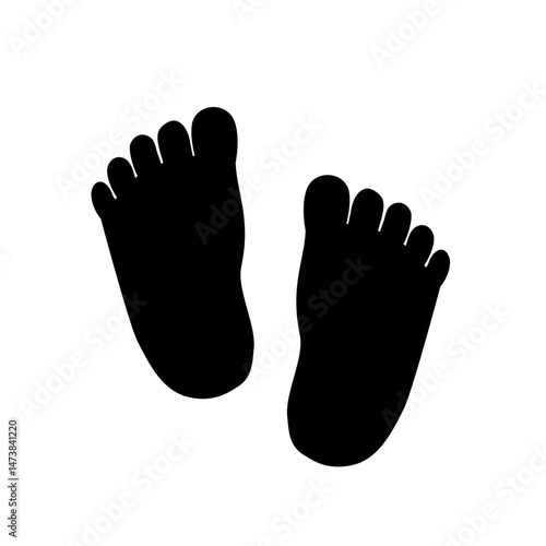 足跡のシルエット・左右の足の裏イラスト（白背景）