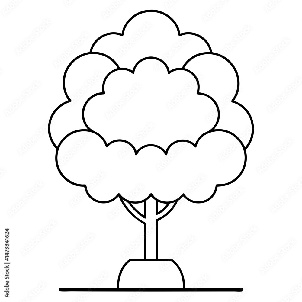 Topiary Bush Outline Illustration for Botanical and Gardening Coloring Book Pages Topiary Bush Outline Illustration for Botanical and Gardening Coloring Book Pages