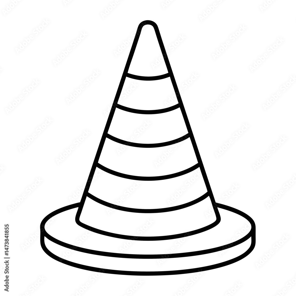 Traffic Cone Outline – Coloring Book Page Icon Traffic Cone Outline – Coloring Book Page Icon