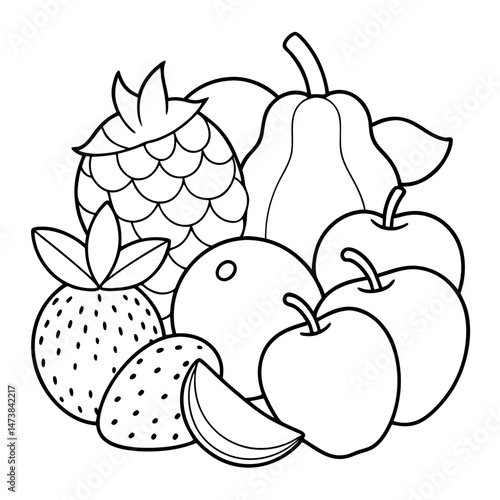 Various Fruits Outline – Coloring Book Page Icon