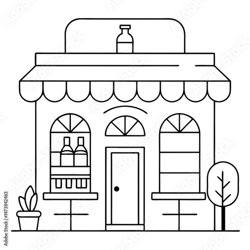 Wine Shop Outline – Coloring Book Page Icon