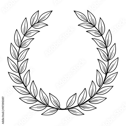 Laurel Wreath Outline – Coloring Book Page Icon